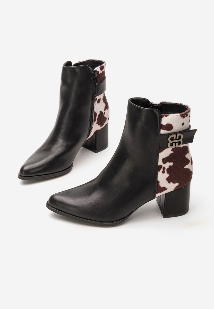 Botine cu toc gros Marivora negre