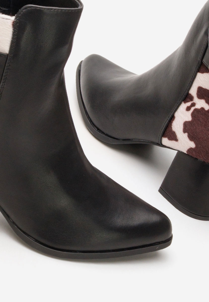 Botine cu toc gros Marivora negre