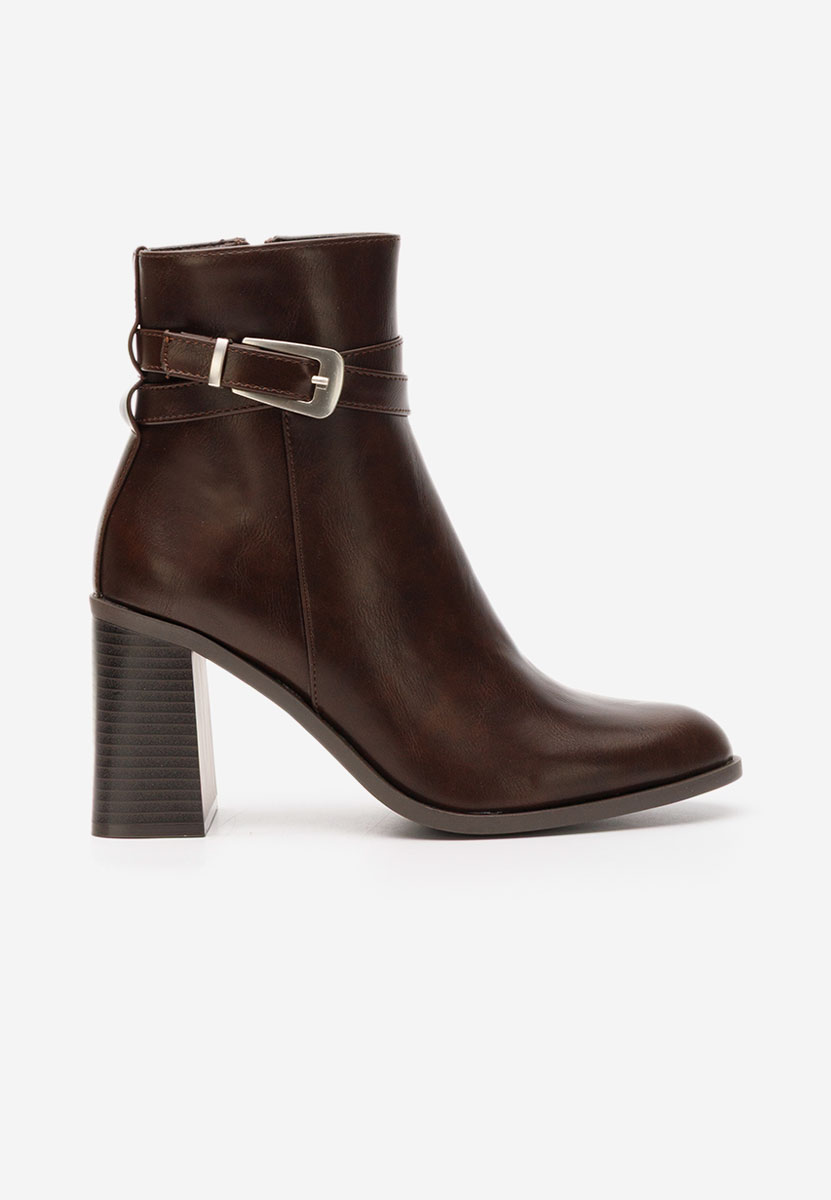 Botine cu toc gros Reica maro