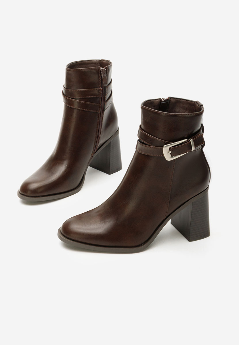 Botine cu toc gros Reica maro