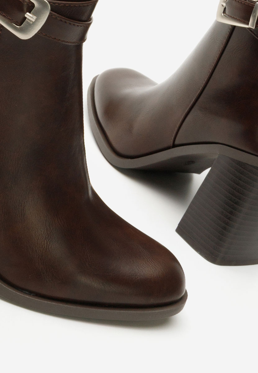 Botine cu toc gros Reica maro