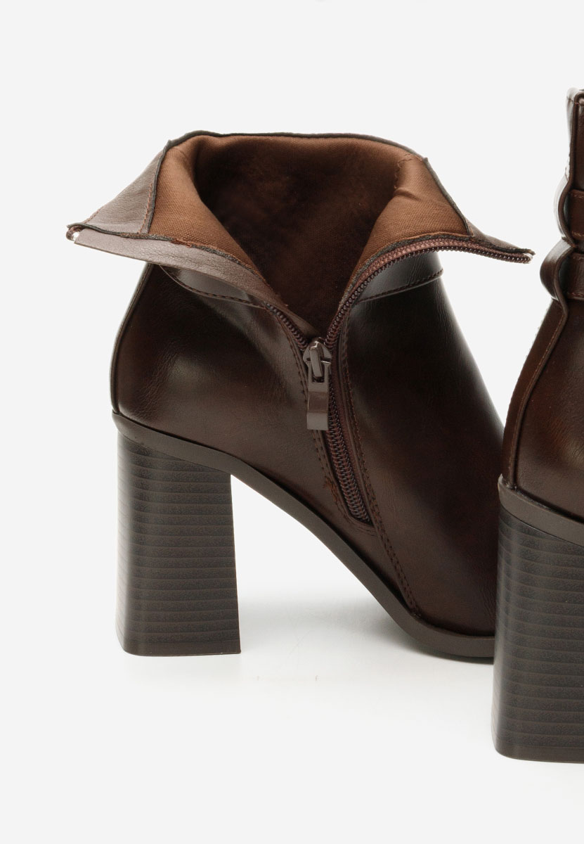 Botine cu toc gros Reica maro