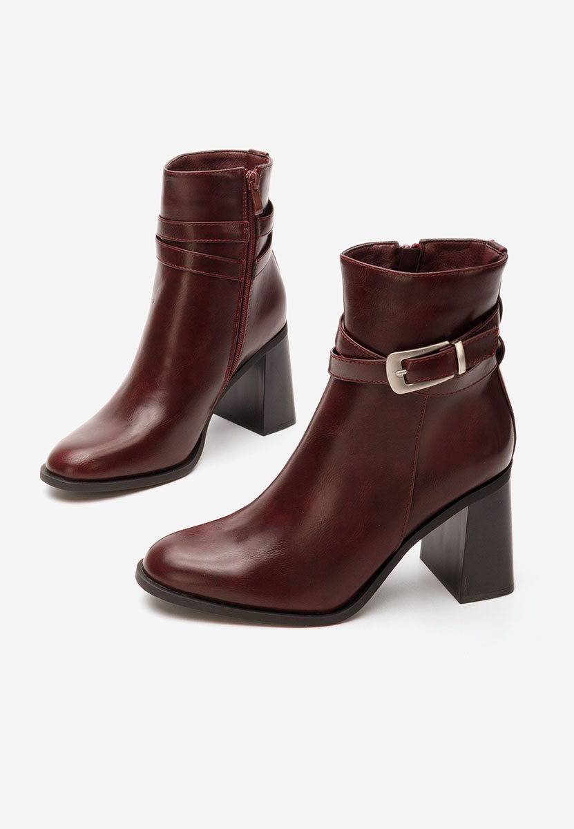 Botine cu toc gros Reica grena