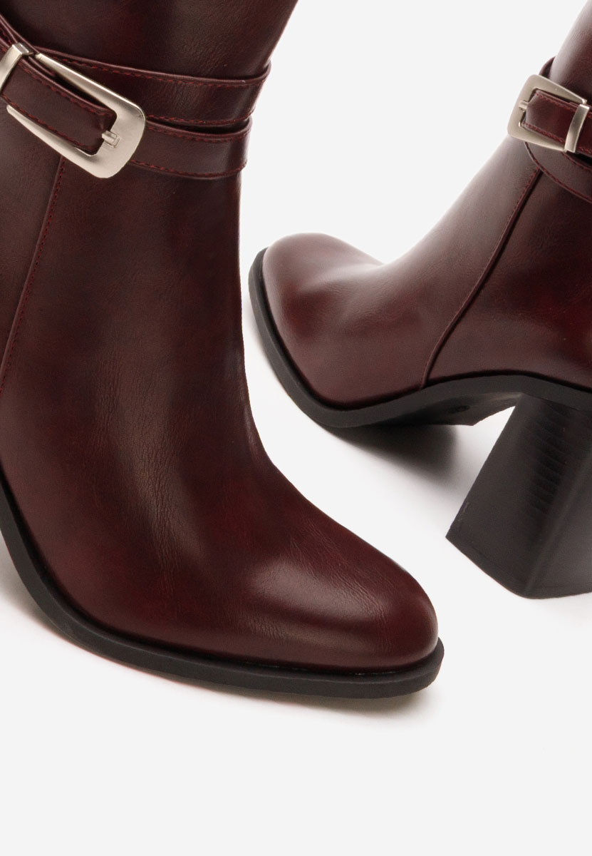 Botine cu toc gros Reica grena