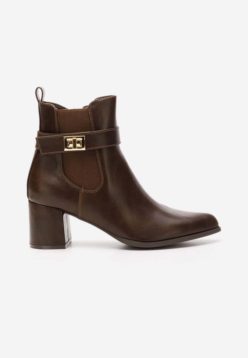 Botine cu toc gros Nedaria maro