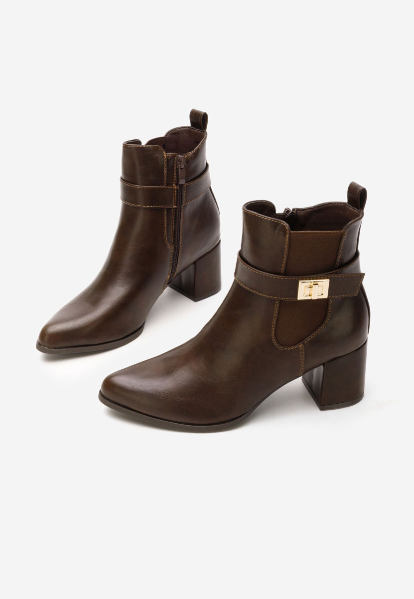Botine cu toc gros Nedaria maro