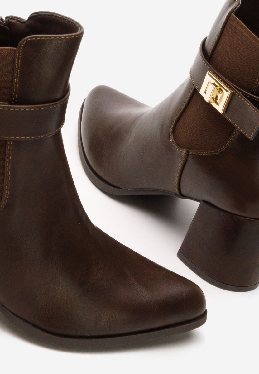 Botine cu toc gros Nedaria maro