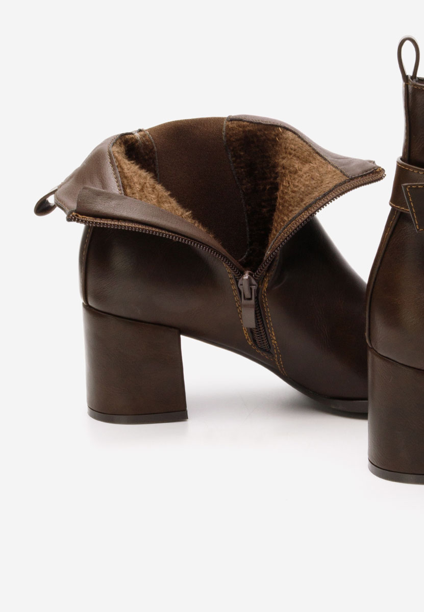 Botine cu toc gros Nedaria maro