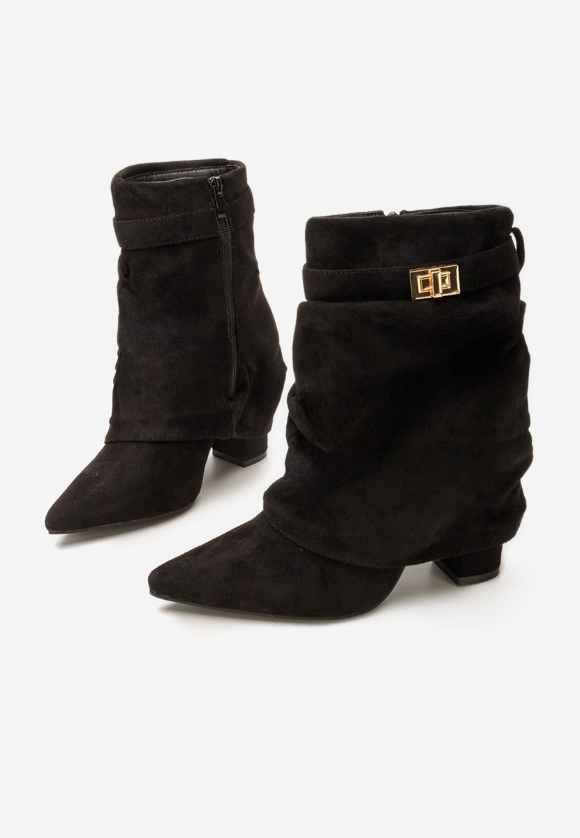 Botine cu toc gros Liamia negre
