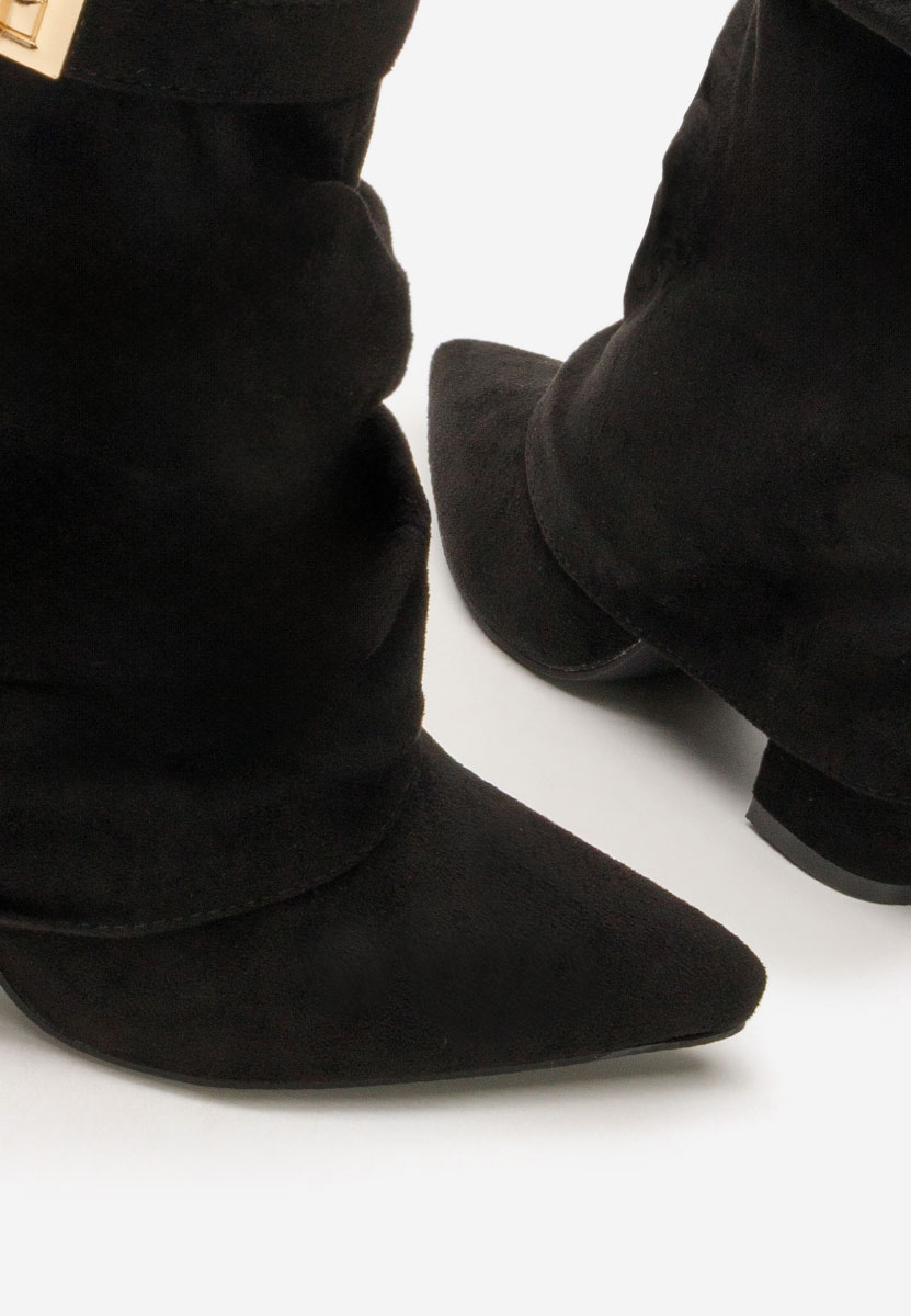 Botine cu toc gros Liamia negre