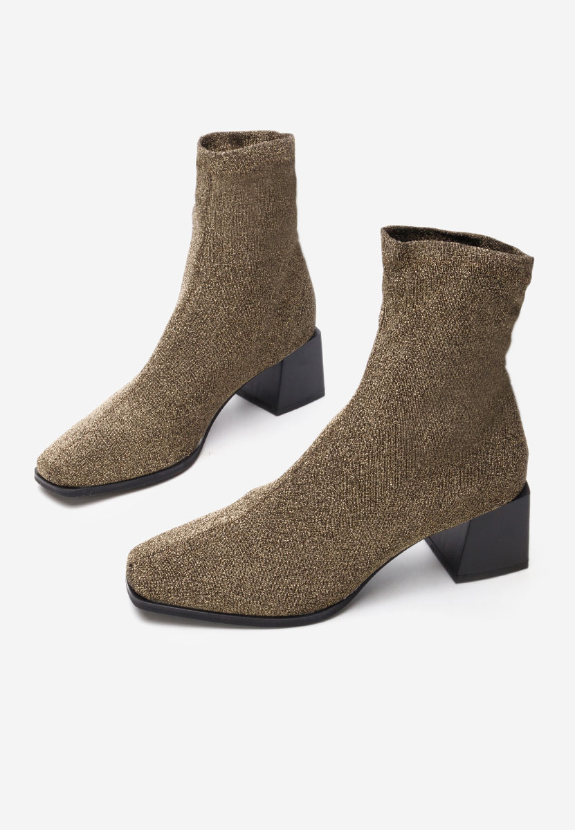 Botine cu toc gros Denonia V2 aurii