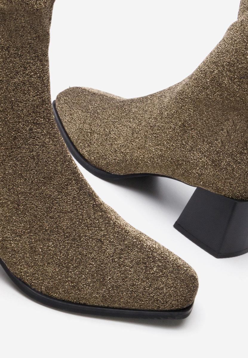Botine cu toc gros Denonia V2 aurii