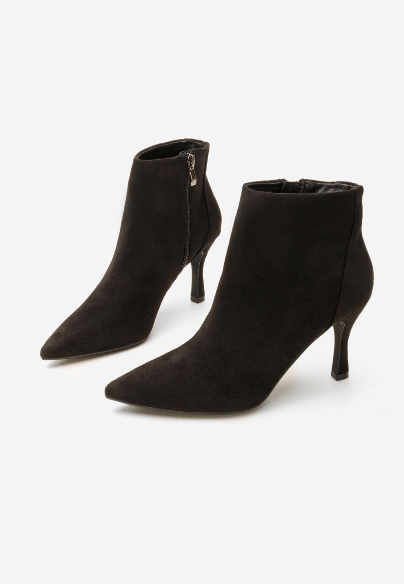 Botine cu toc subtire Jinna negre
