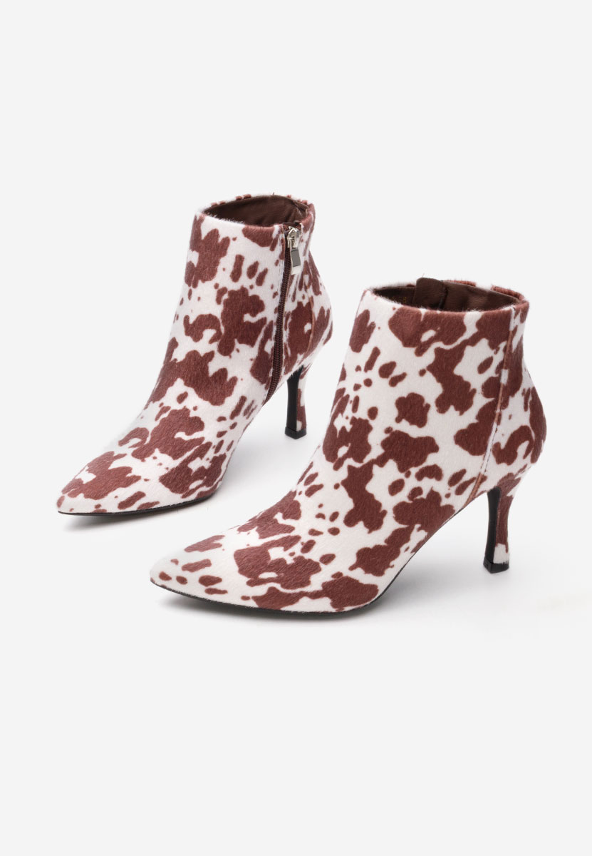 Botine cu toc subtire Jinna animal print