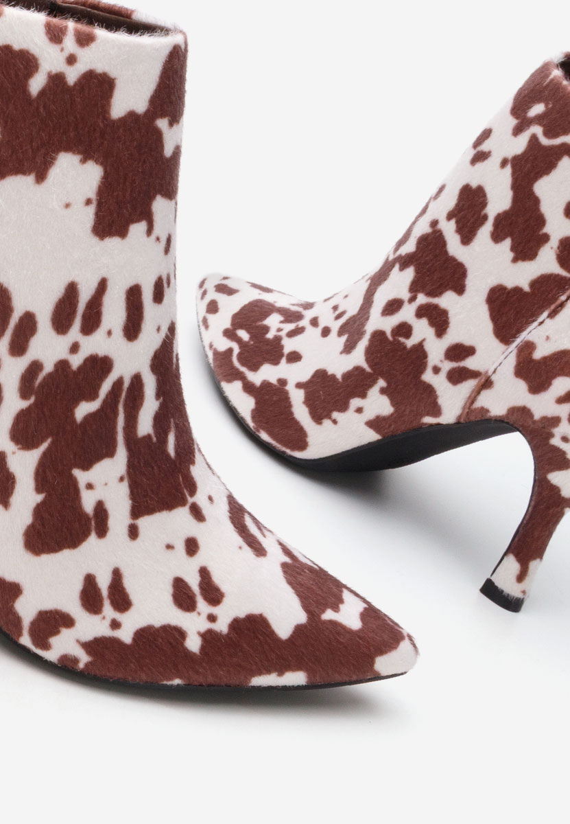 Botine cu toc subtire Jinna animal print