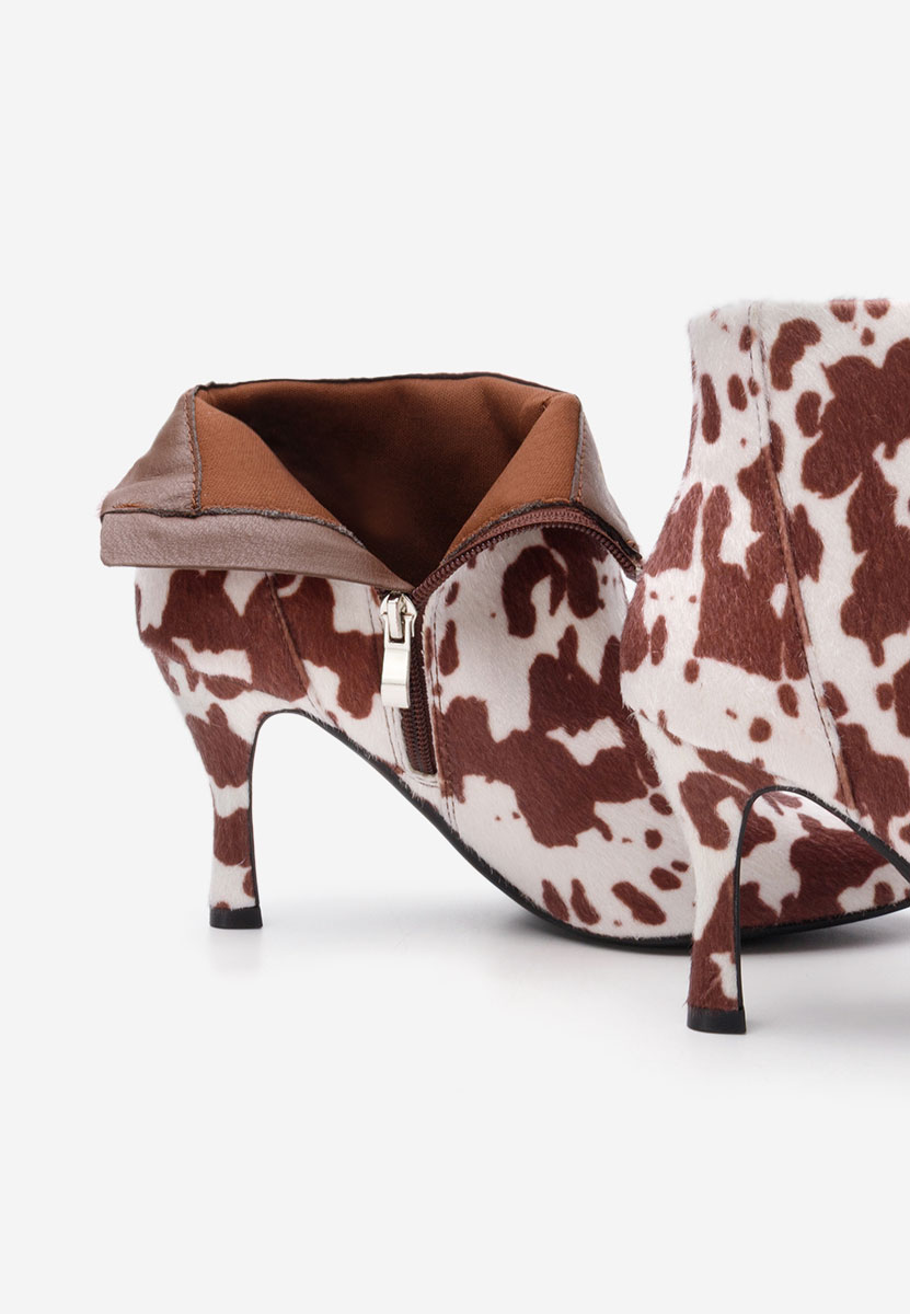 Botine cu toc subtire Jinna animal print