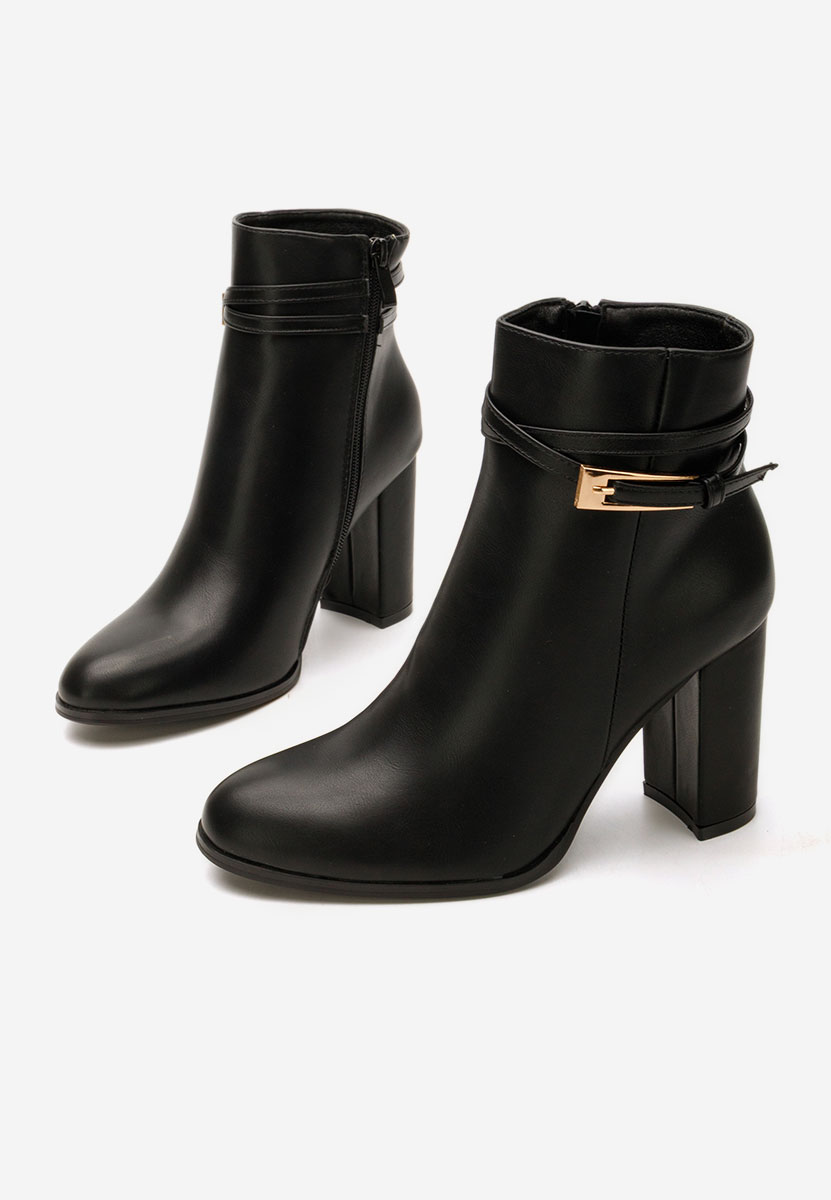 Botine cu toc gros Vanisia negre