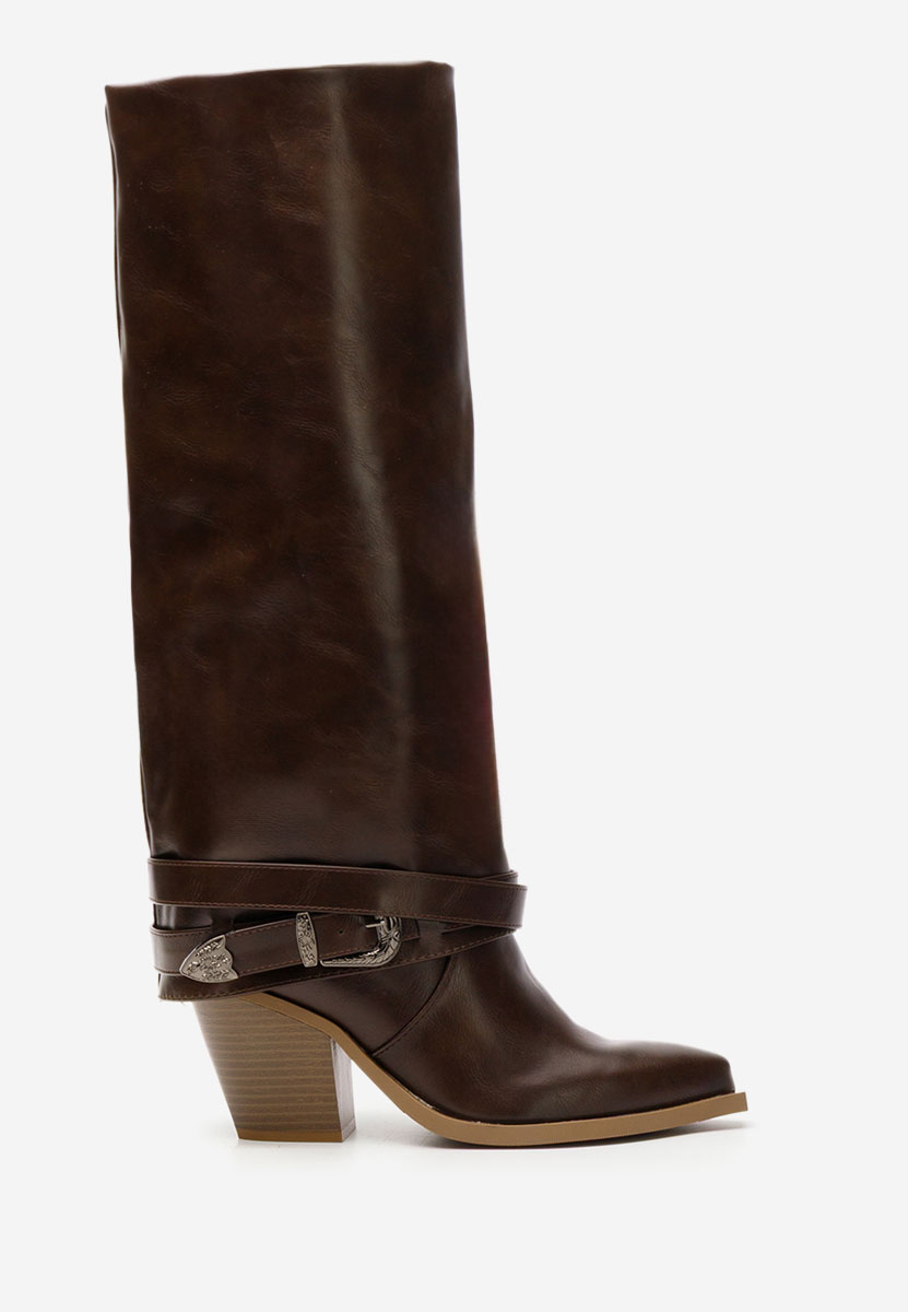 Cizme cu toc gros Bretia maro