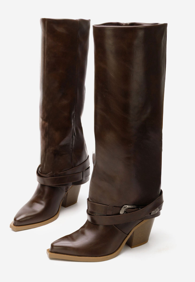 Cizme cu toc gros Bretia maro