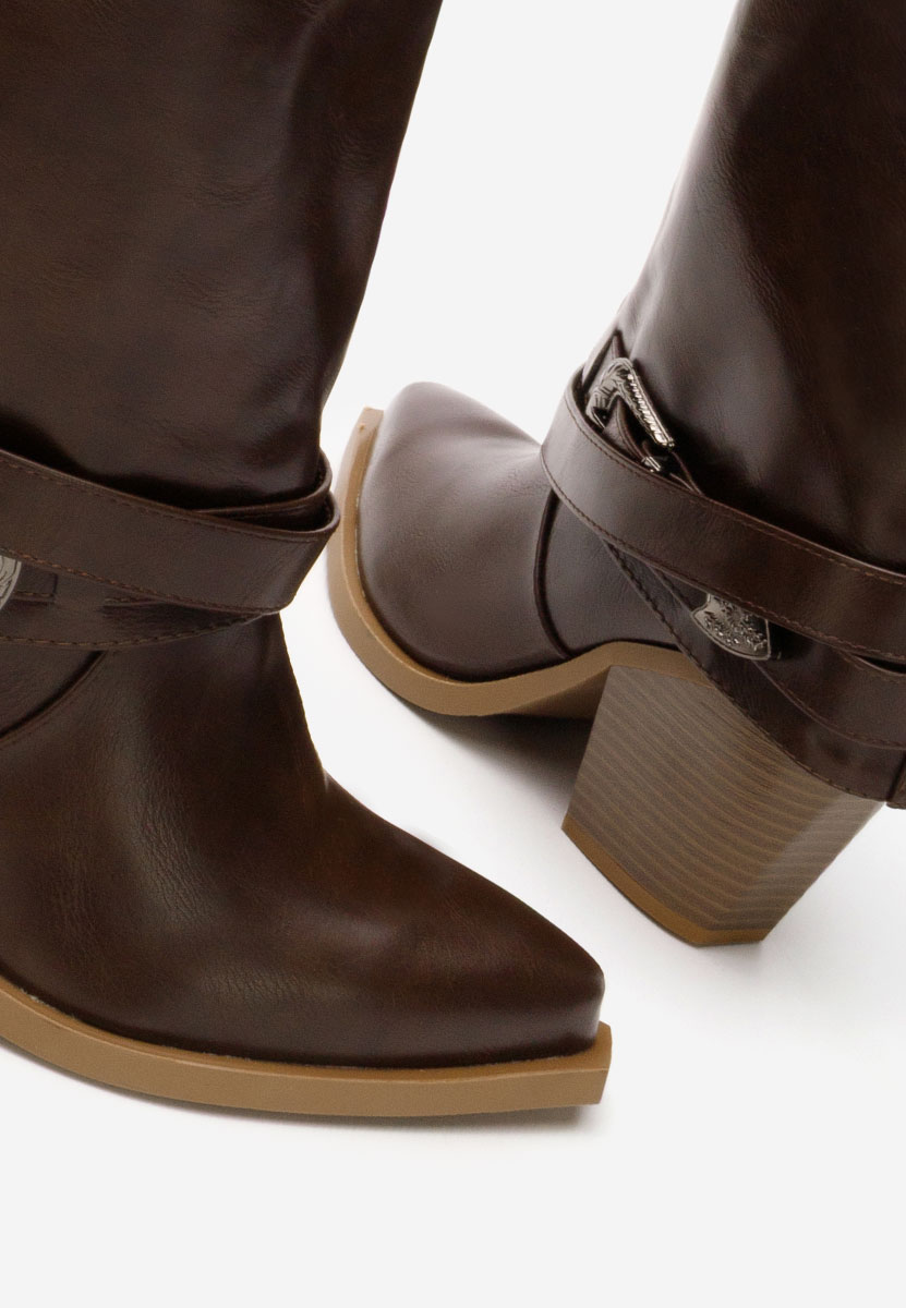 Cizme cu toc gros Bretia maro