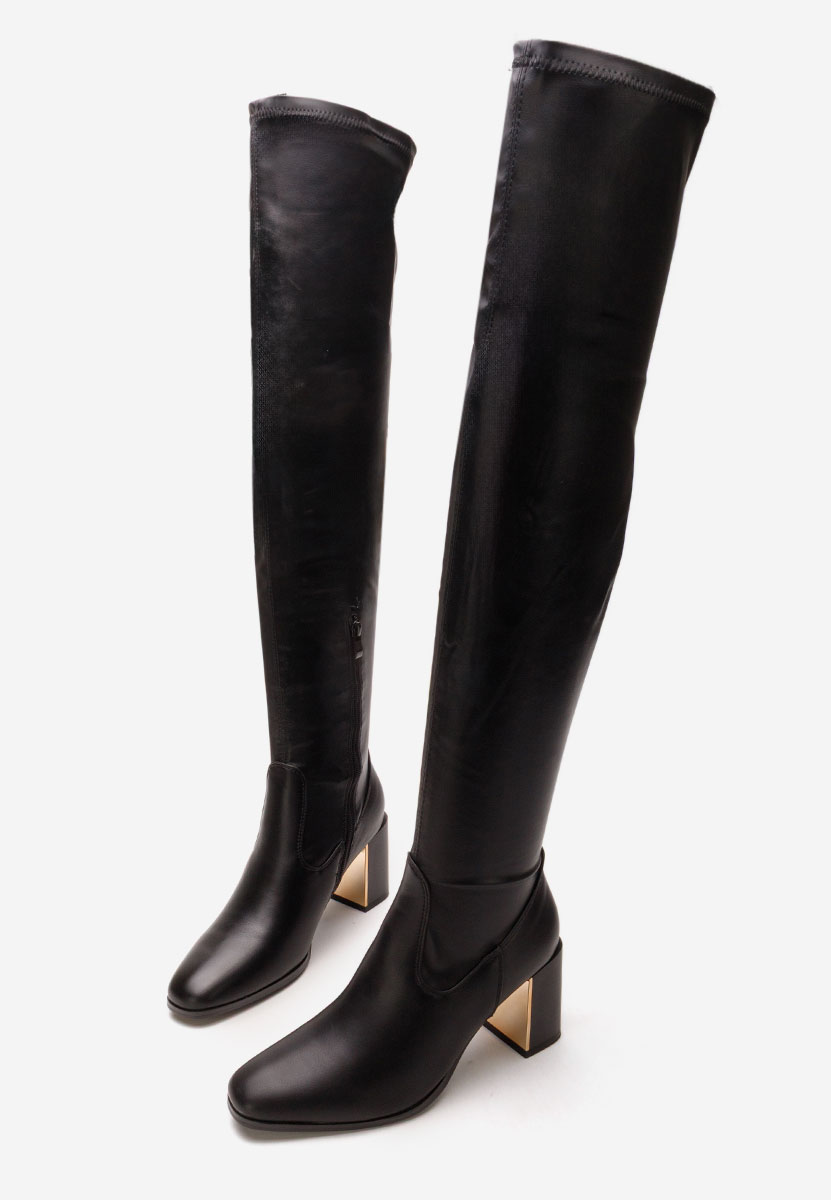 Cizme lungi peste genunchi Jeanne negre