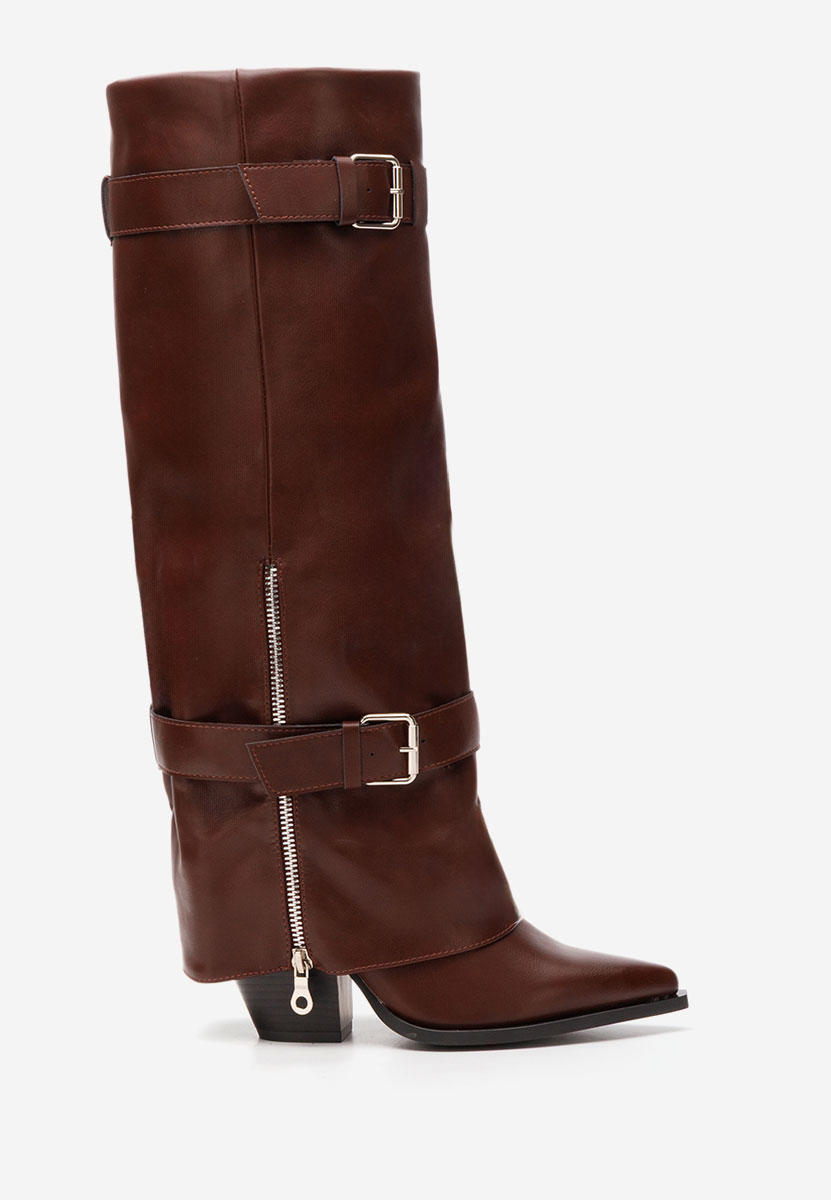 Cizme cu toc gros Daizi grena