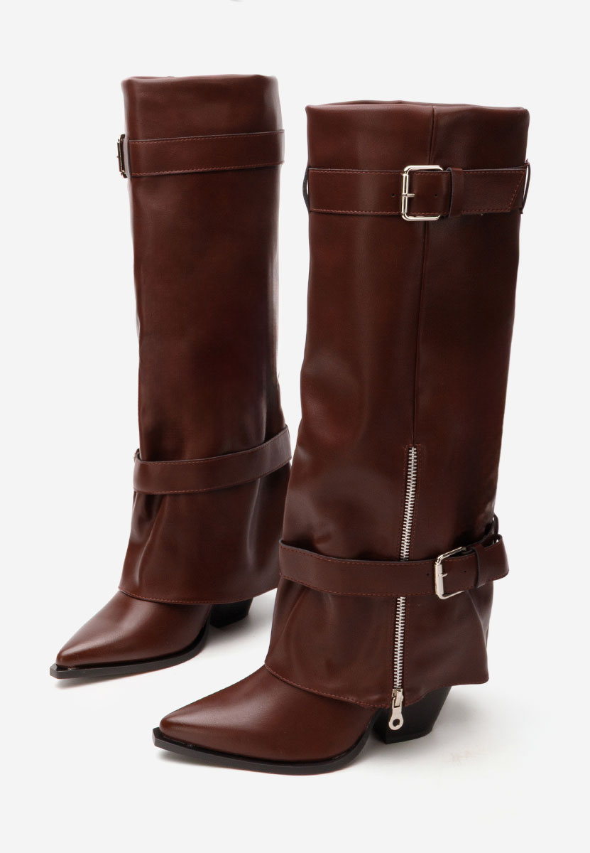 Cizme cu toc gros Daizi grena