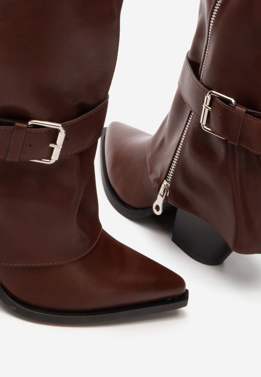 Cizme cu toc gros Daizi grena