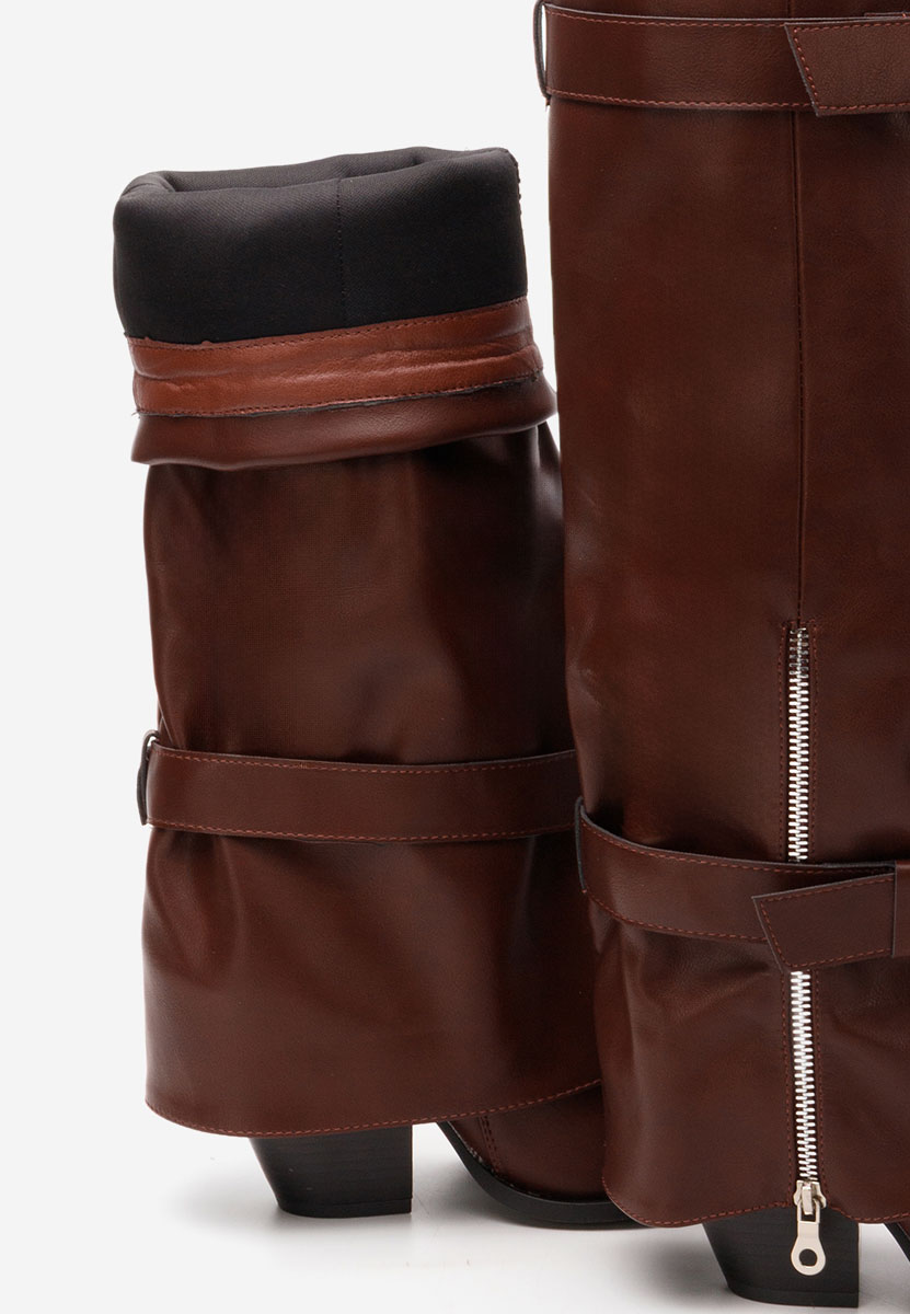 Cizme cu toc gros Daizi grena