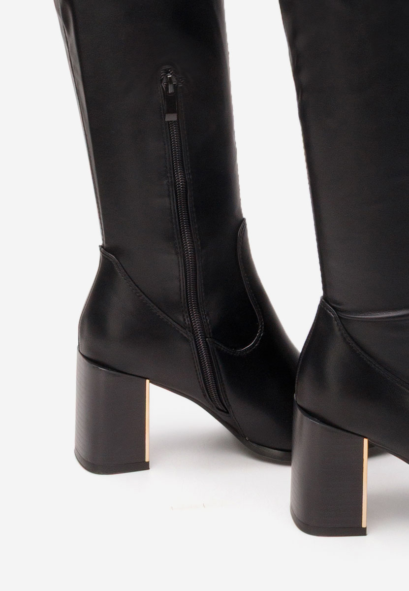 Cizme lungi peste genunchi Jeanne negre