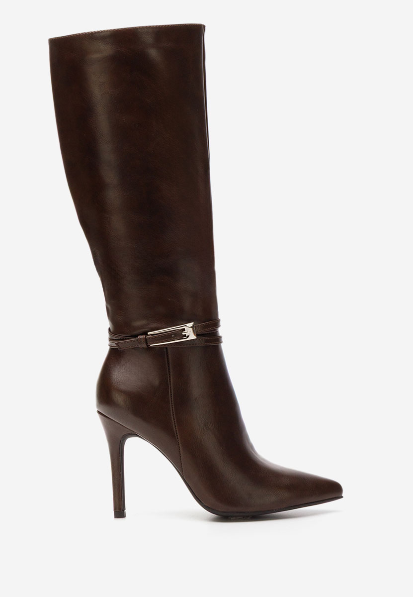 Cizme cu toc subtire Nivora maro