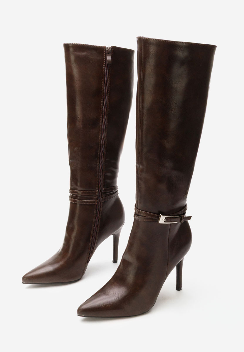 Cizme cu toc subtire Nivora maro