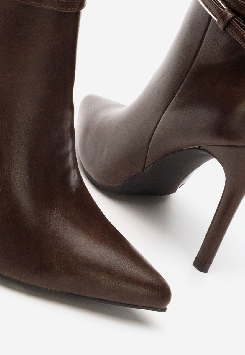 Cizme cu toc subtire Nivora maro