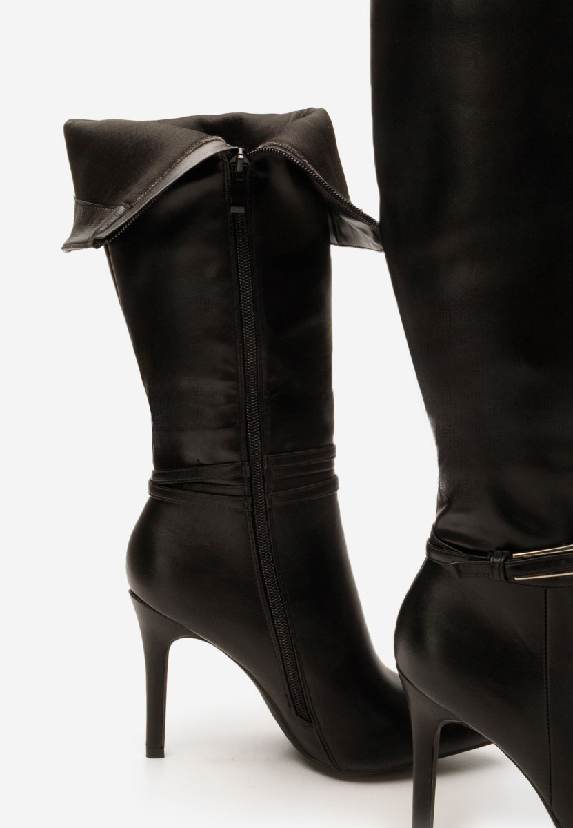 Cizme cu toc subtire Nivora negre