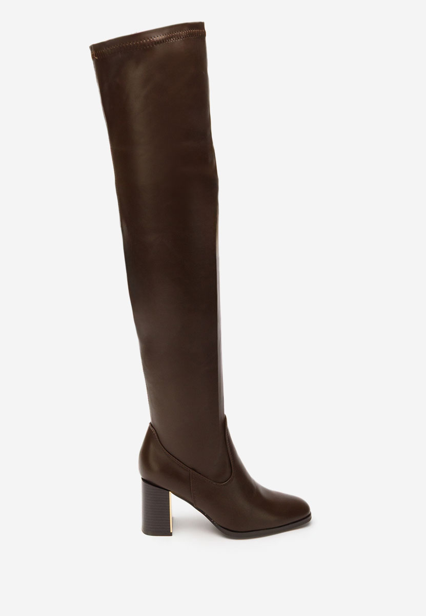 Cizme lungi peste genunchi Jeanne maro