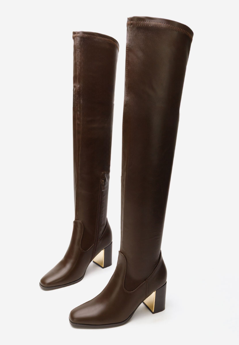 Cizme lungi peste genunchi Jeanne maro