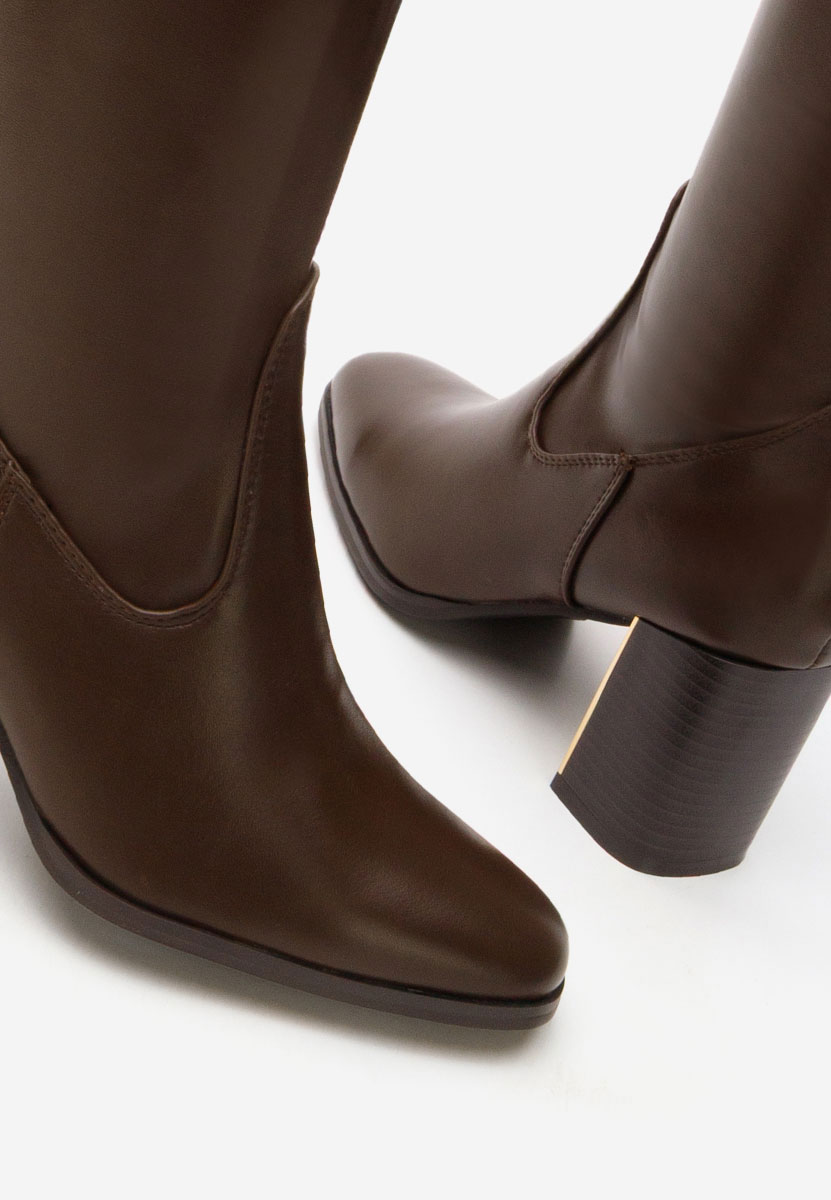 Cizme lungi peste genunchi Jeanne maro