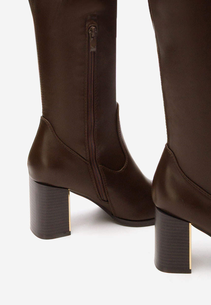 Cizme lungi peste genunchi Jeanne maro