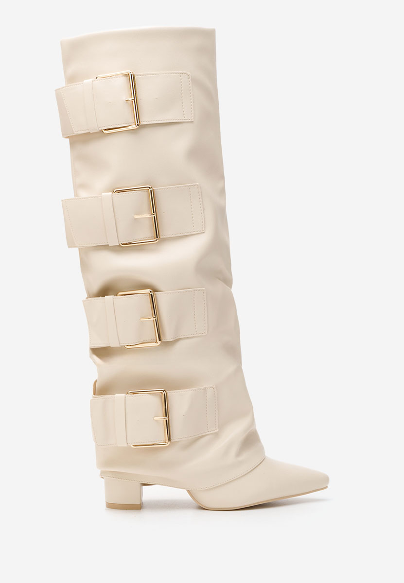 Cizme cu toc gros Jefery bej