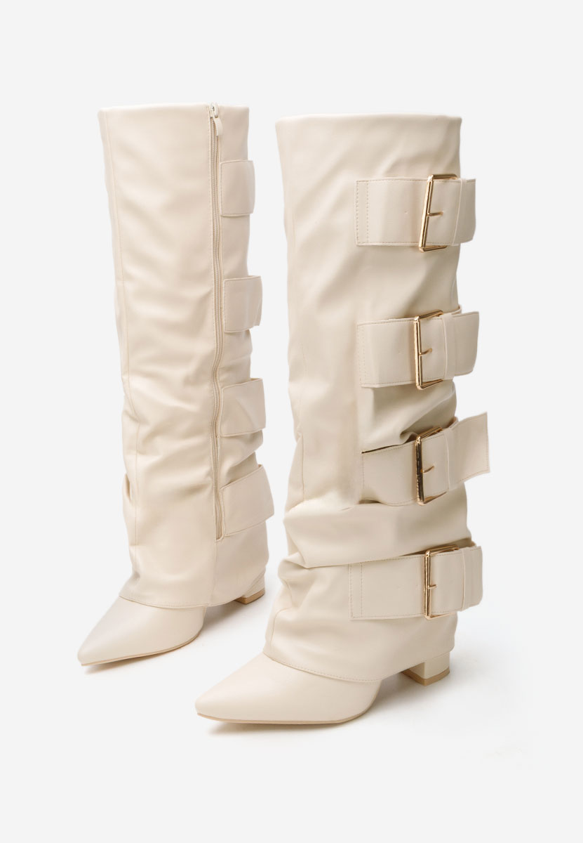 Cizme cu toc gros Jefery bej