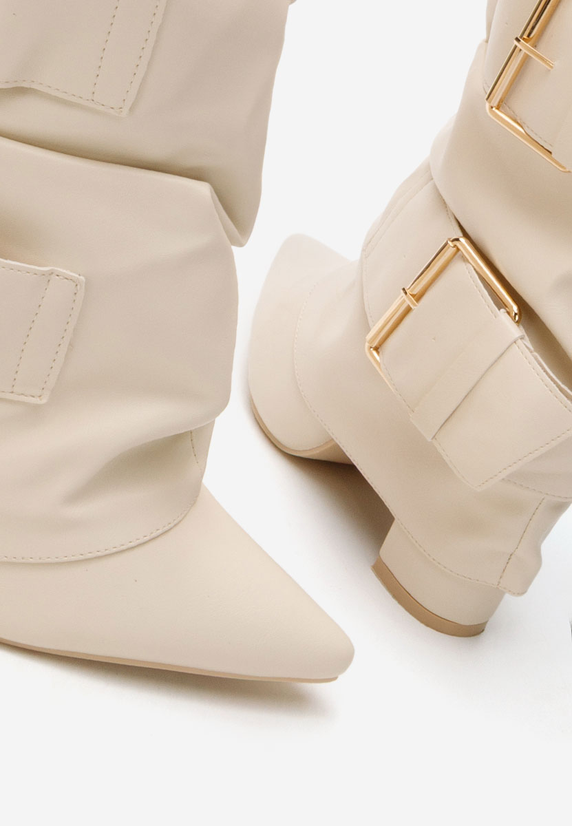 Cizme cu toc gros Jefery bej