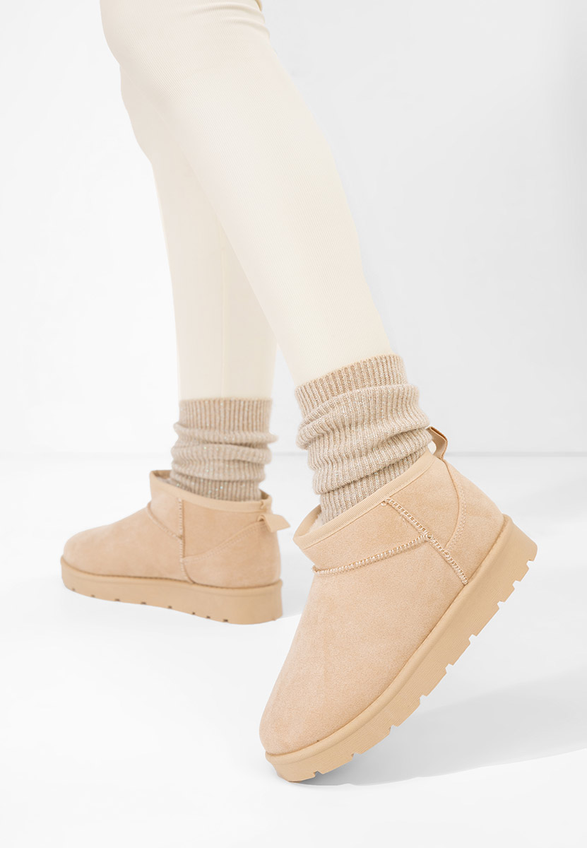 Cizme tip ugg Avenira bej