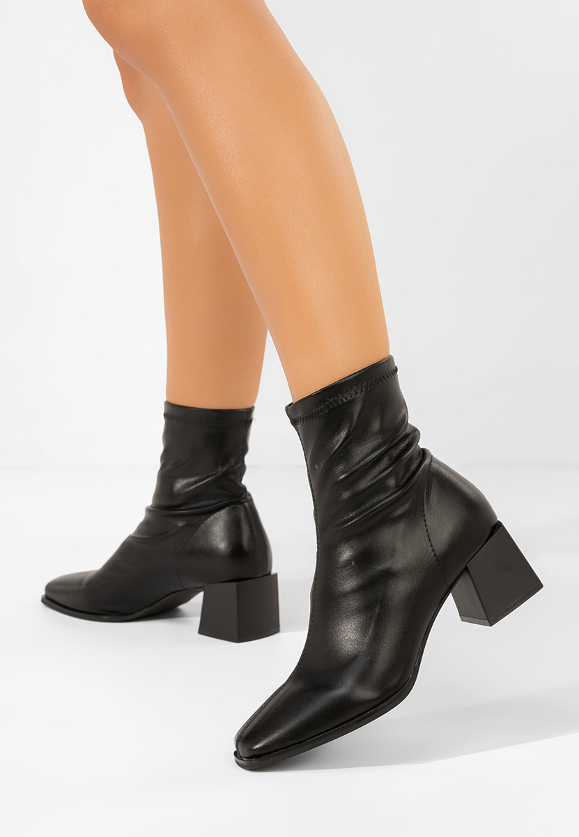 Botine cu toc gros Denonia negre