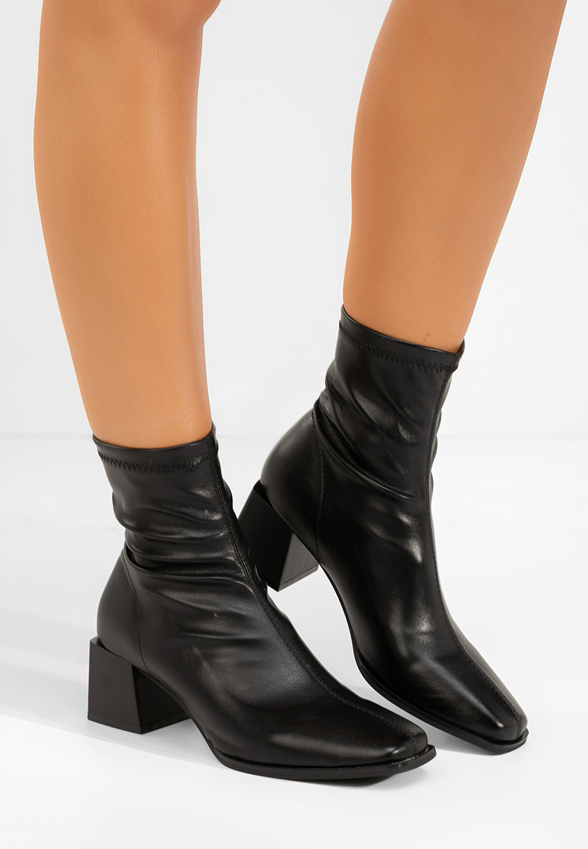 Botine cu toc gros Denonia negre
