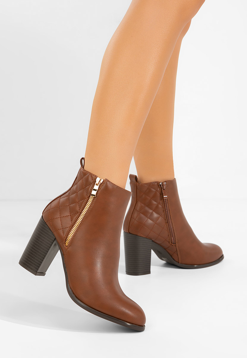 Botine cu toc Lumila camel