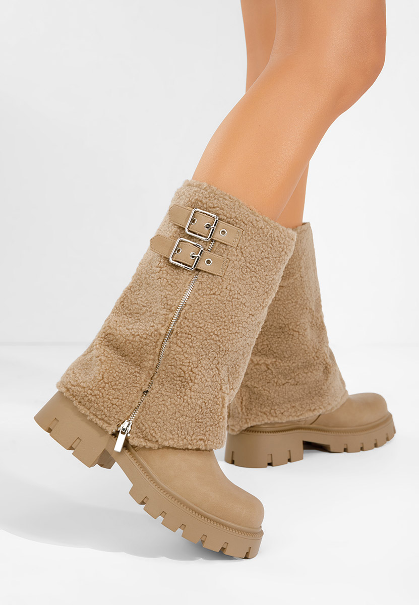 Cizme dama fara toc Morina kaki