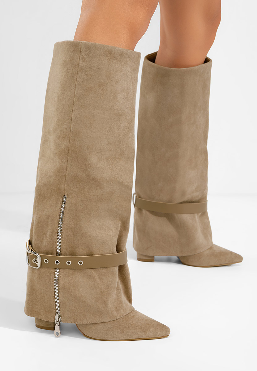 Cizme cu toc gros Scotia kaki