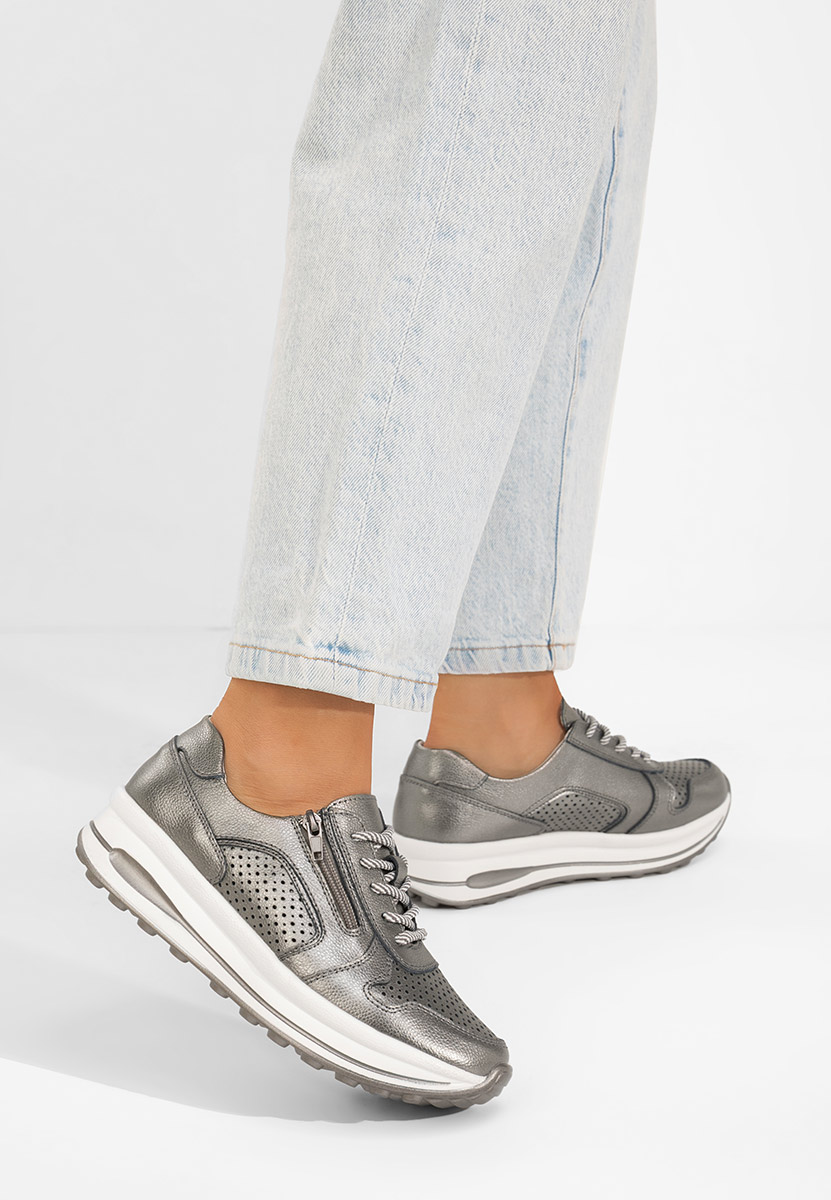 Sneakers dama piele Cidra argintii