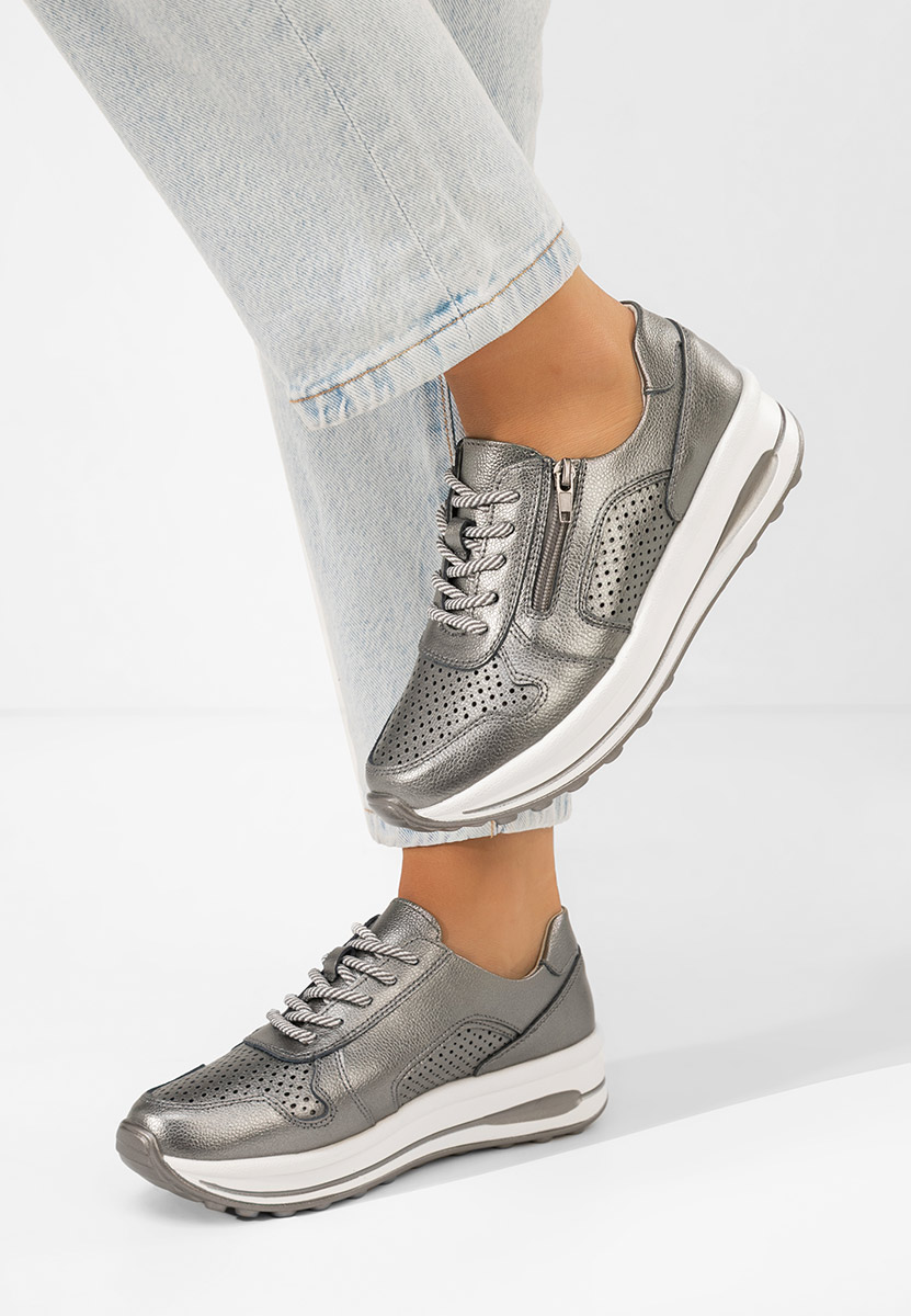 Sneakers dama piele Cidra argintii