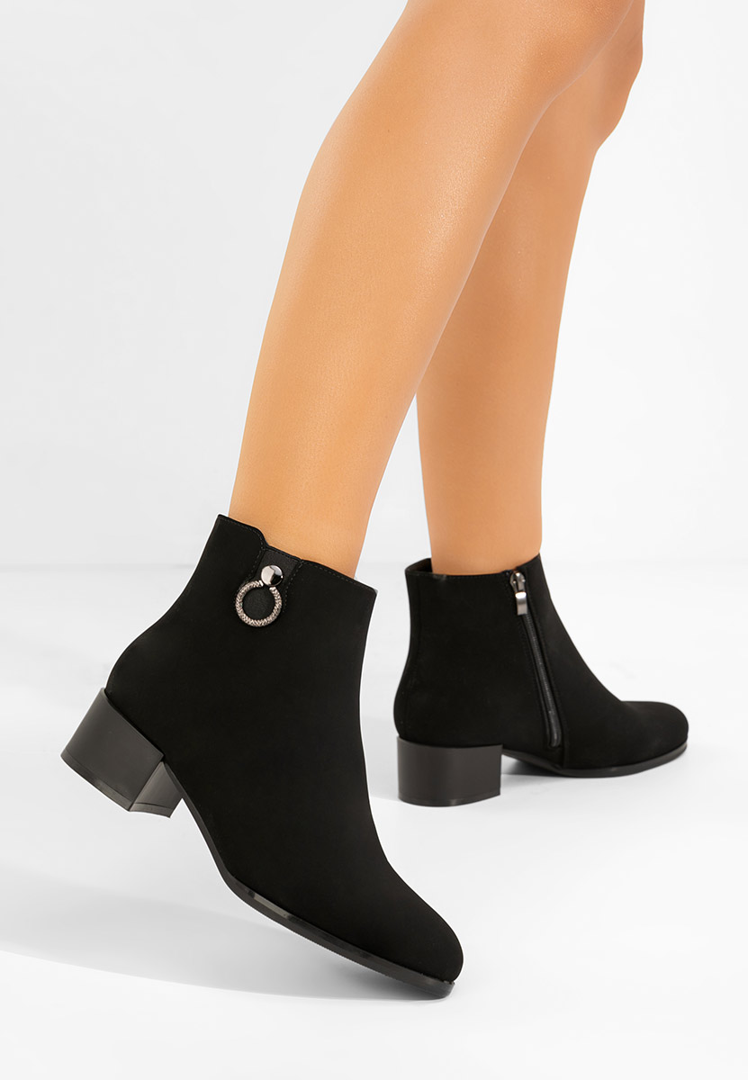 Botine cu toc gros Dionisa negre